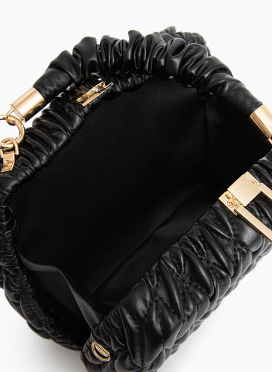 Vegan Leather Quilted Bag, Black