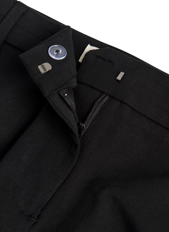 City Fit Button Detail Pants, Black