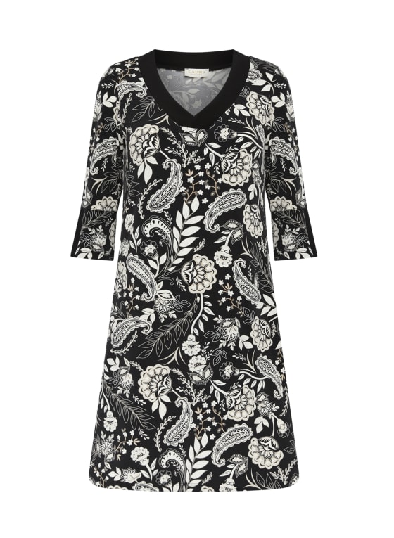 Paisley Print Dress, Black Pattern