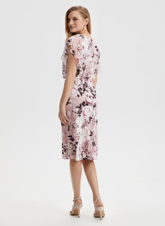 Rose Motif Chiffon Dress, Lilac