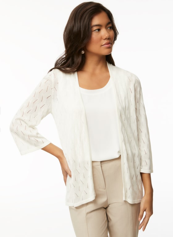 Open Front Cardigan, Ivory