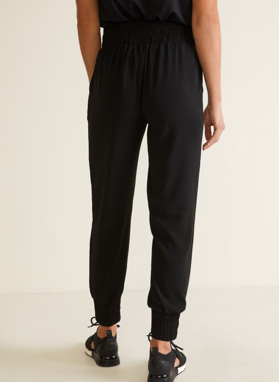 One - Pantalon à taille élastique et liens, Noir