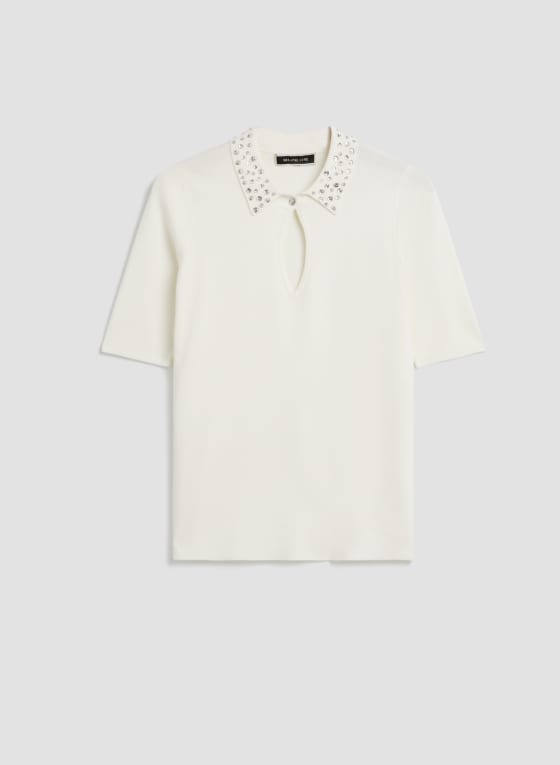 Shirt Collar Top, Ivory