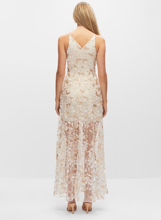 BA Nites - Floral Detail Gown, Champagne