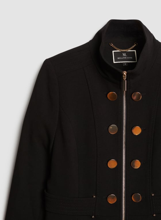 Structured Zip Front Coat, Black