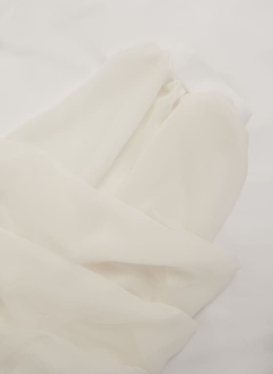 Ruffle Sleeve Asymmetric Tunic, Ivory