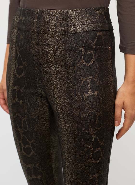 Kayla Pull-On Snakeskin Print Pants