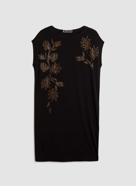 Robe t-shirt à détails floraux, Noir