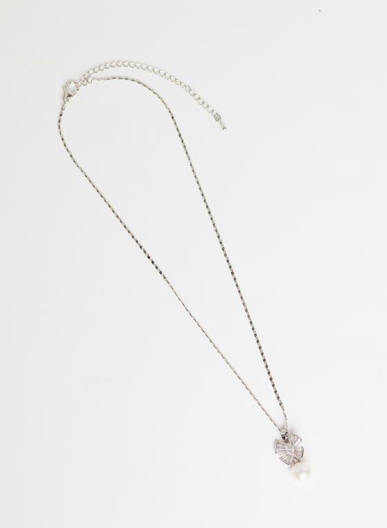 Baguette Stone Necklace, Pearl