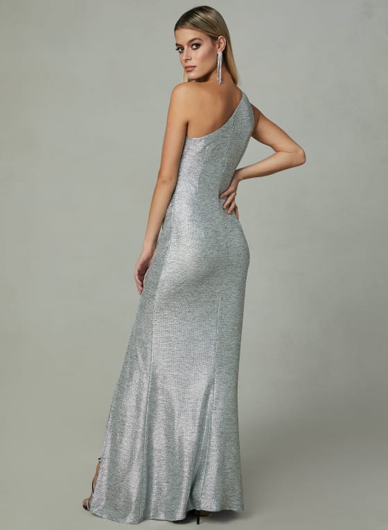 Adrianna Papell - One Shoulder Gown, Silver