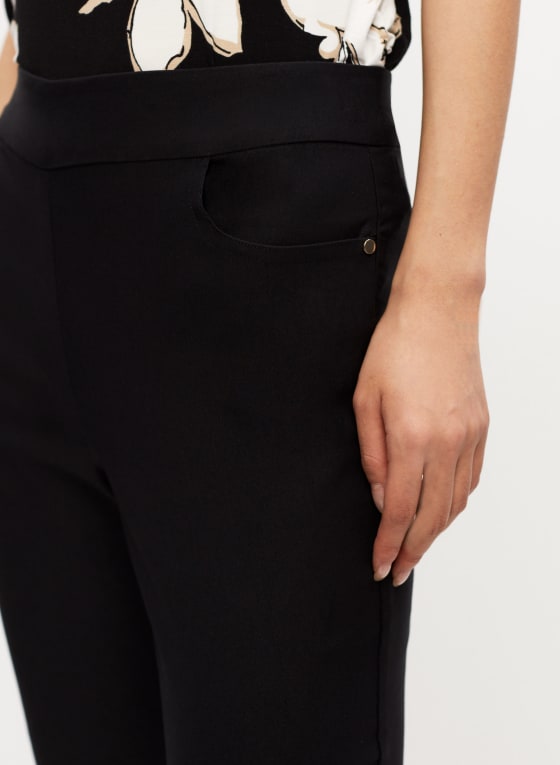 Slit Detail Pull-On Pants, Black