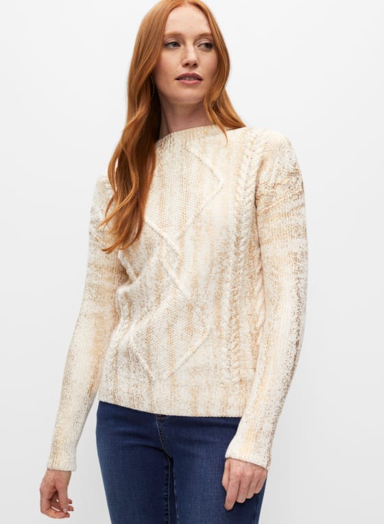 Cable Knit Sweater, Panna