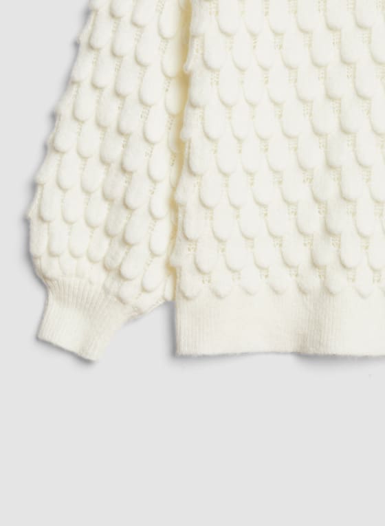 Textured Knit Sweater, Panna