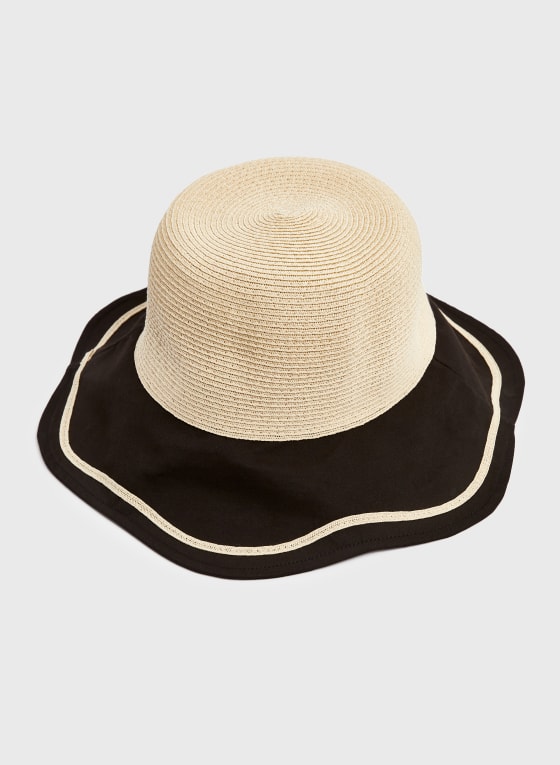 Two Tone Cloche Hat, Natural Beige