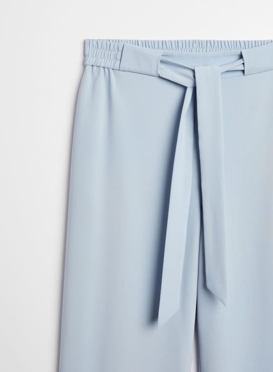 Pantalon à jambe large avec ceinture, Bleu lagon