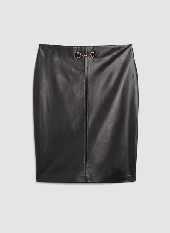 Vegan Leather Skirt, Black