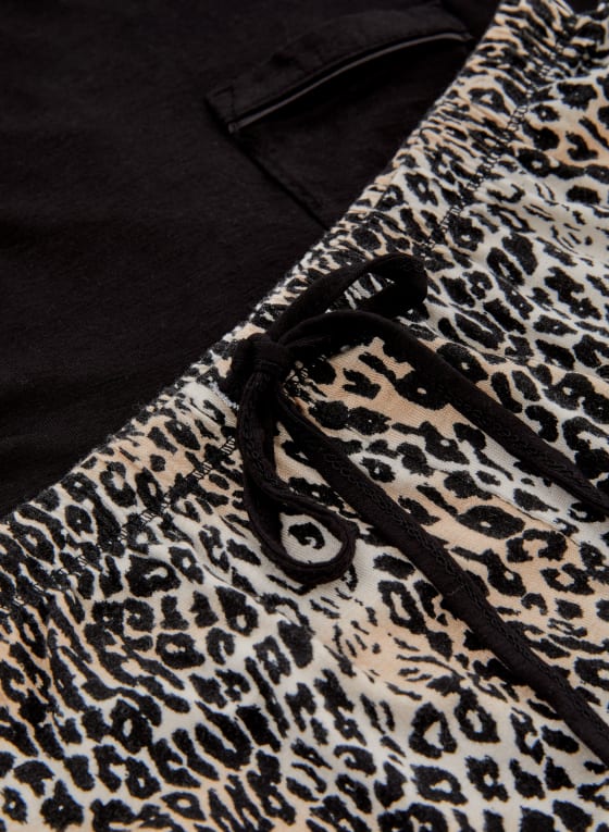 Ensemble pyjama avec bas à motif léopard, Motif noir