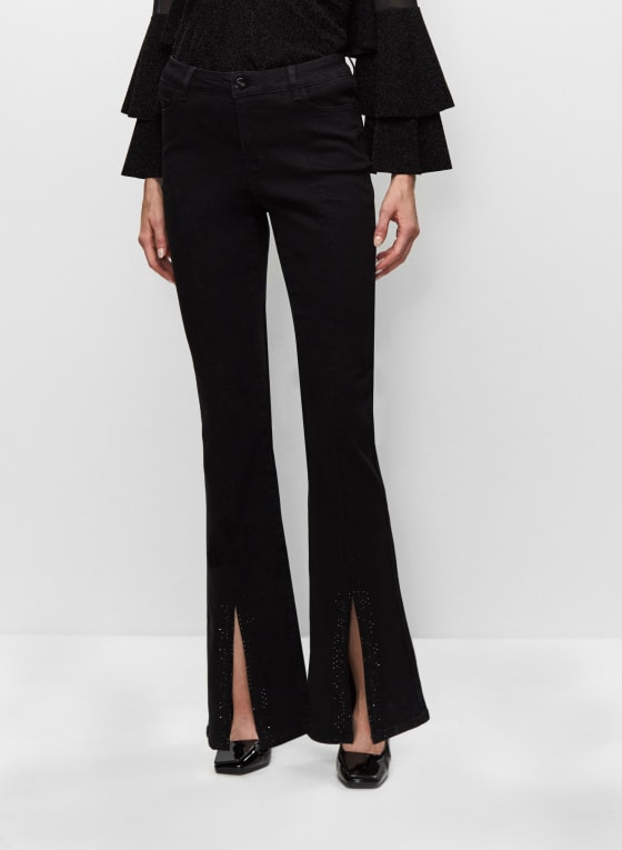 Black Cut Out Detail Flared Pants