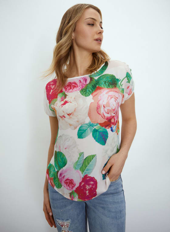 T-shirt à motif floral, Multicolore