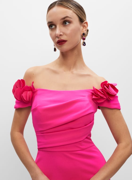 Floral Detail Dress, Pink Grapefruit