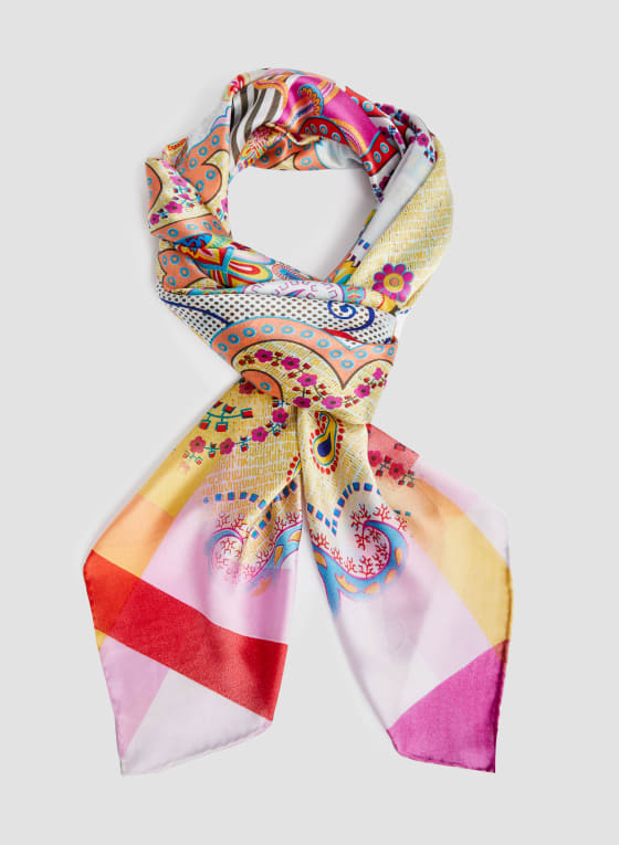 Foulard carré à motif cachemire, Multicolore