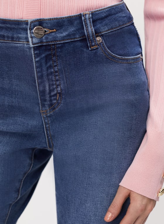 Rhinestone Detail Slim Leg Jeans, Blueberry