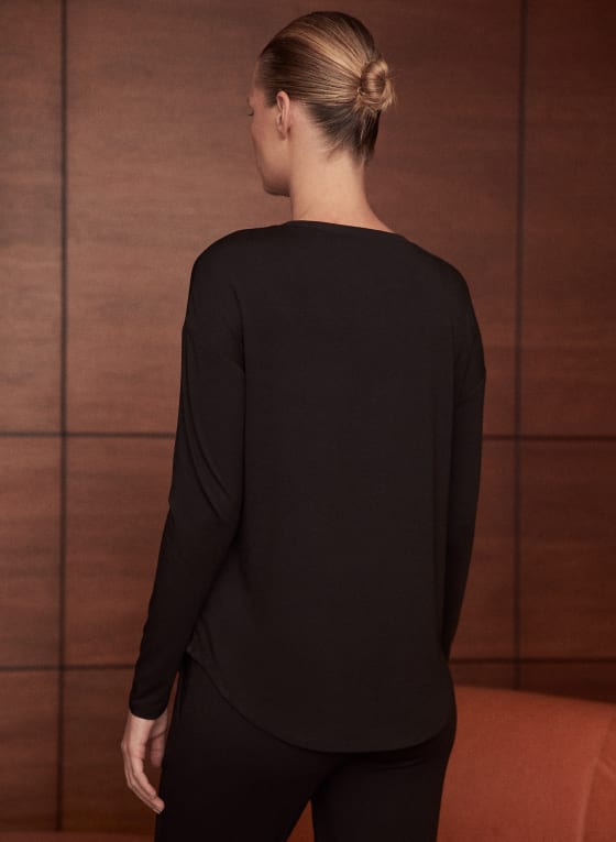 Embellished Pocket Long Sleeve Tunic, Black