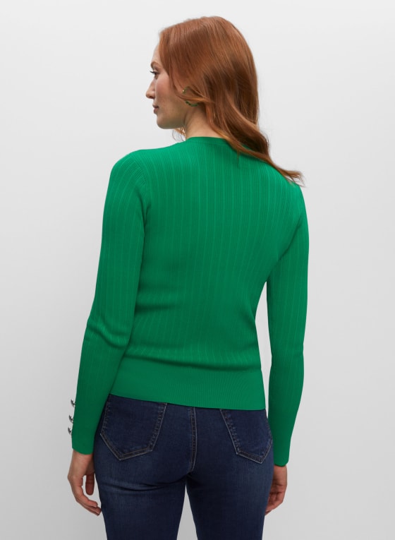 Crested Button Detail Sweater, Shamrock