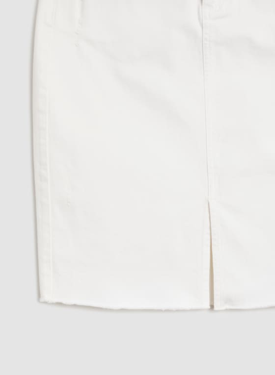 Jupe crayon en denim avec poches à strass, Blanc