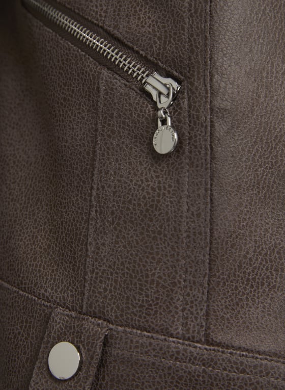 Vex - Veste courte à boutons et détails zippés, Chameau 