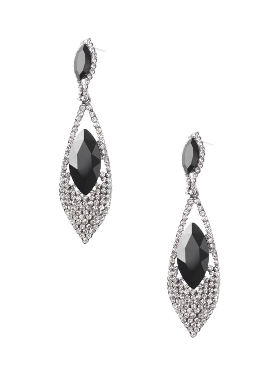 Two-Tier Crystal Earrings, Black