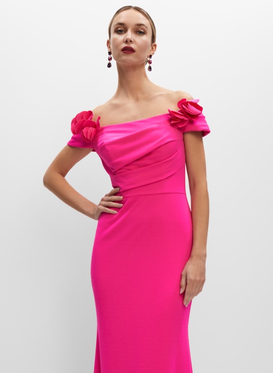 Floral Detail Dress, Pink Grapefruit