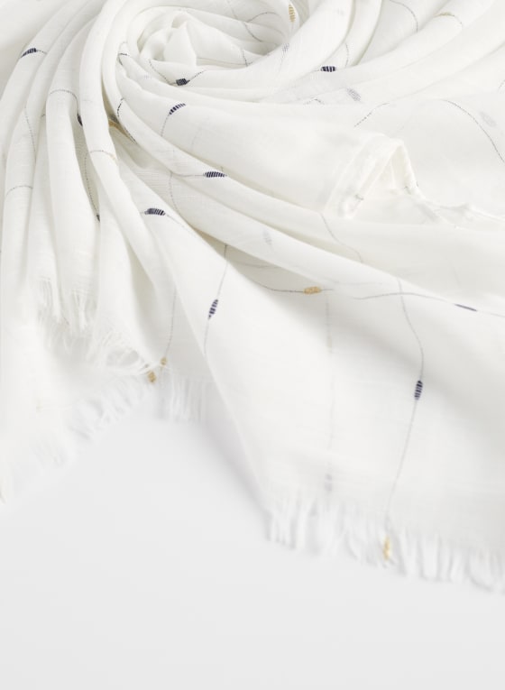 Foulard à carreaux et surpiqûres, Blanc