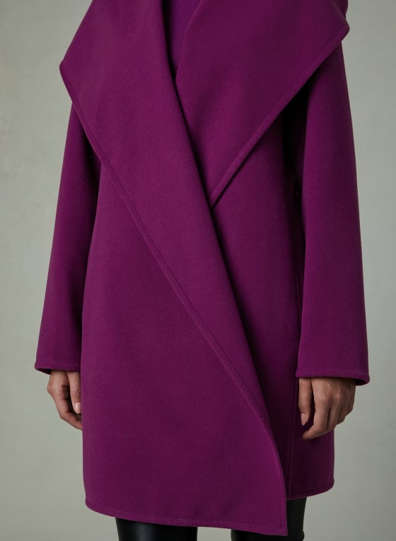 Hooded Shawl Collar Coat, Dawn Pink