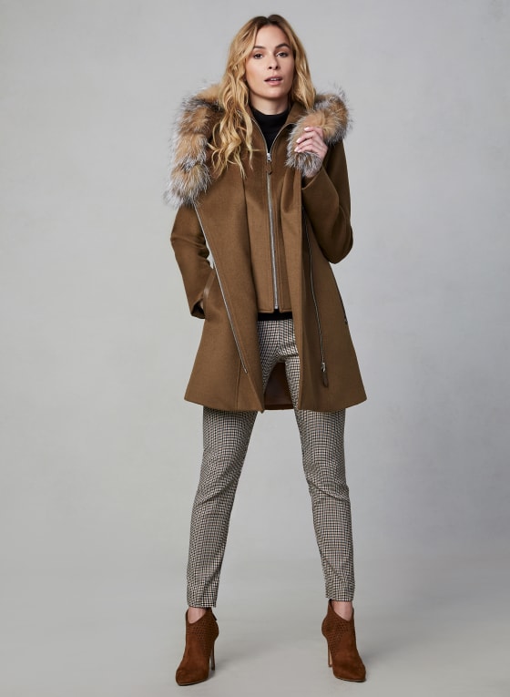 Sicily - Wool & Cashmere Blend Coat With Fur | Melanie Lyne