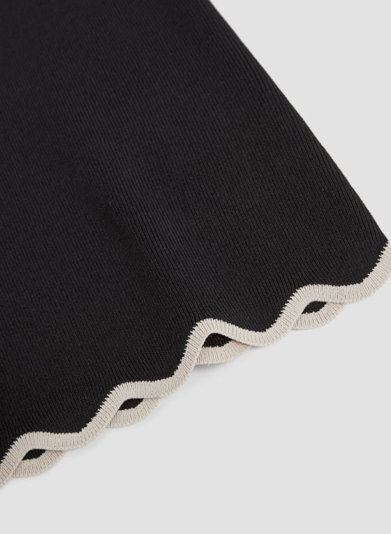 Knit Scallop Hem Camisole, Black