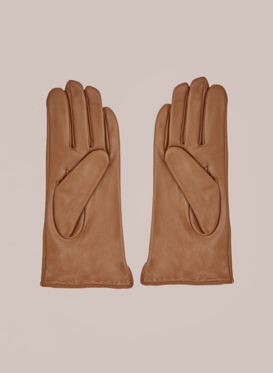 Three Point Leather Gloves, Camel