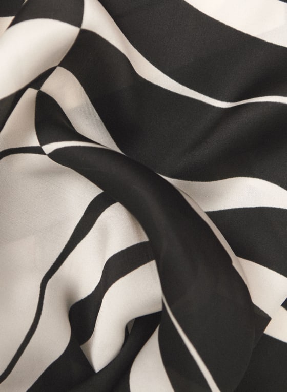 Geometric Zebra Print Scarf, Black & White