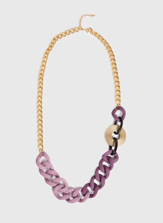 Oversized Link Necklace, Purple