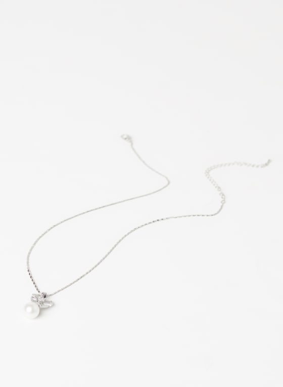 Baguette Stone Necklace, Pearl