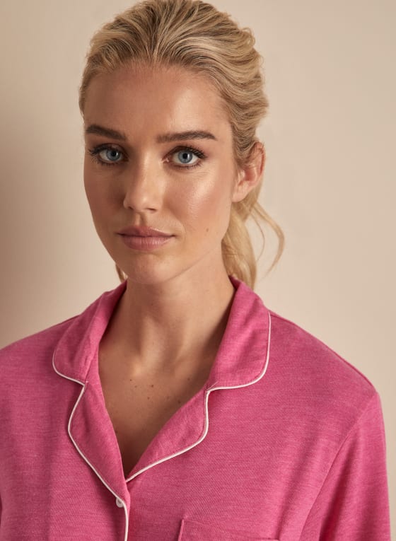 Claudel Lingerie - Shirt & Capri Pyjama Set, Pink Passion