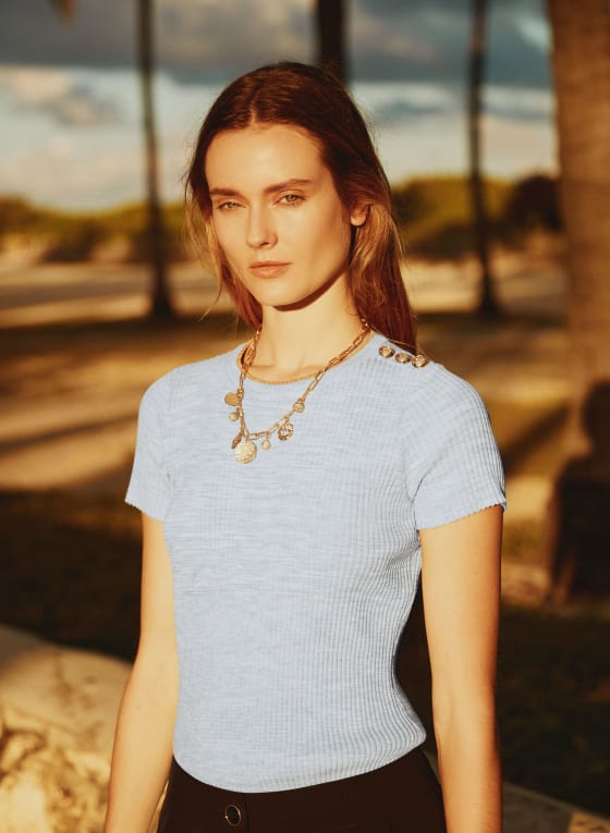 Short Sleeve Knit Pullover | Melanie Lyne
