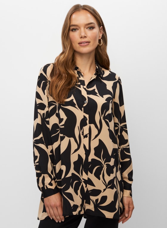 Abstract Floral Motif Tunic, Black Pattern