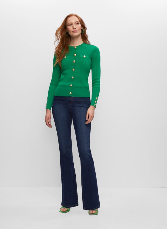 Crested Button Detail Sweater, Shamrock