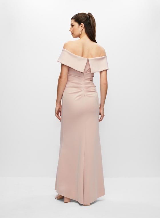 BA Nites - Bardot Neck Evening Dress, Misty Rose