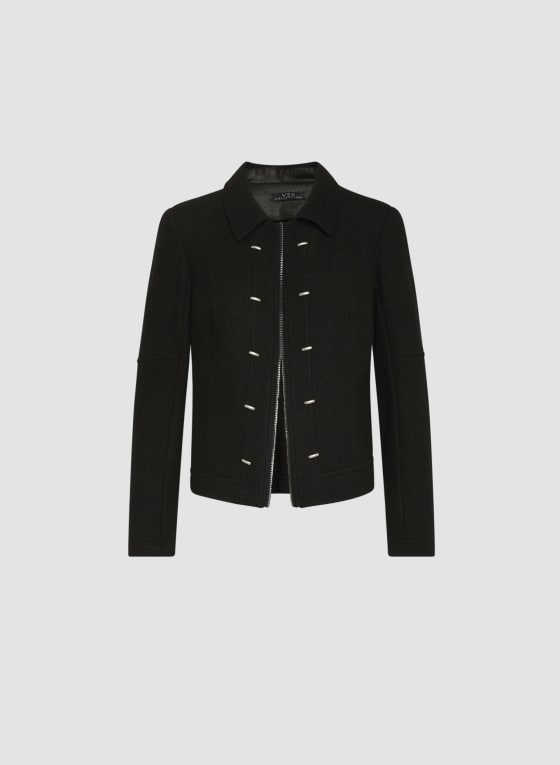 Vex - Stud Detail Wool Blend Jacket, Black